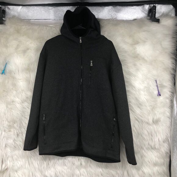 Men’s Blu Rock New York, Fleece Lined, Full Zip Hoodie Jacket with 3 Zip Pockets - Picture 2 of 8